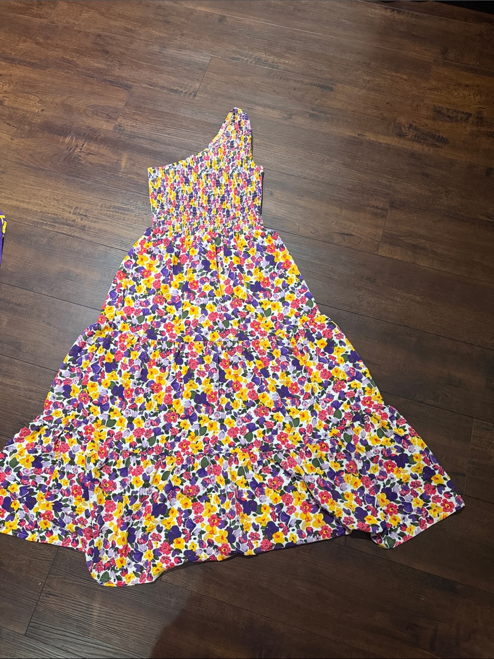 Floral One-Shoulder Maxi Dress in Multicolor